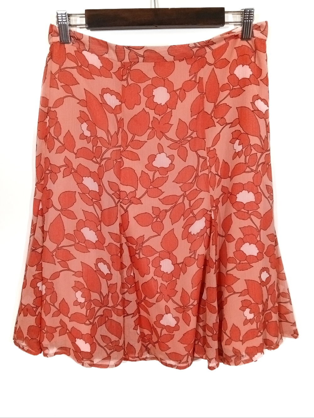 Floral A-Line Women's Skirt in Coral Pink
